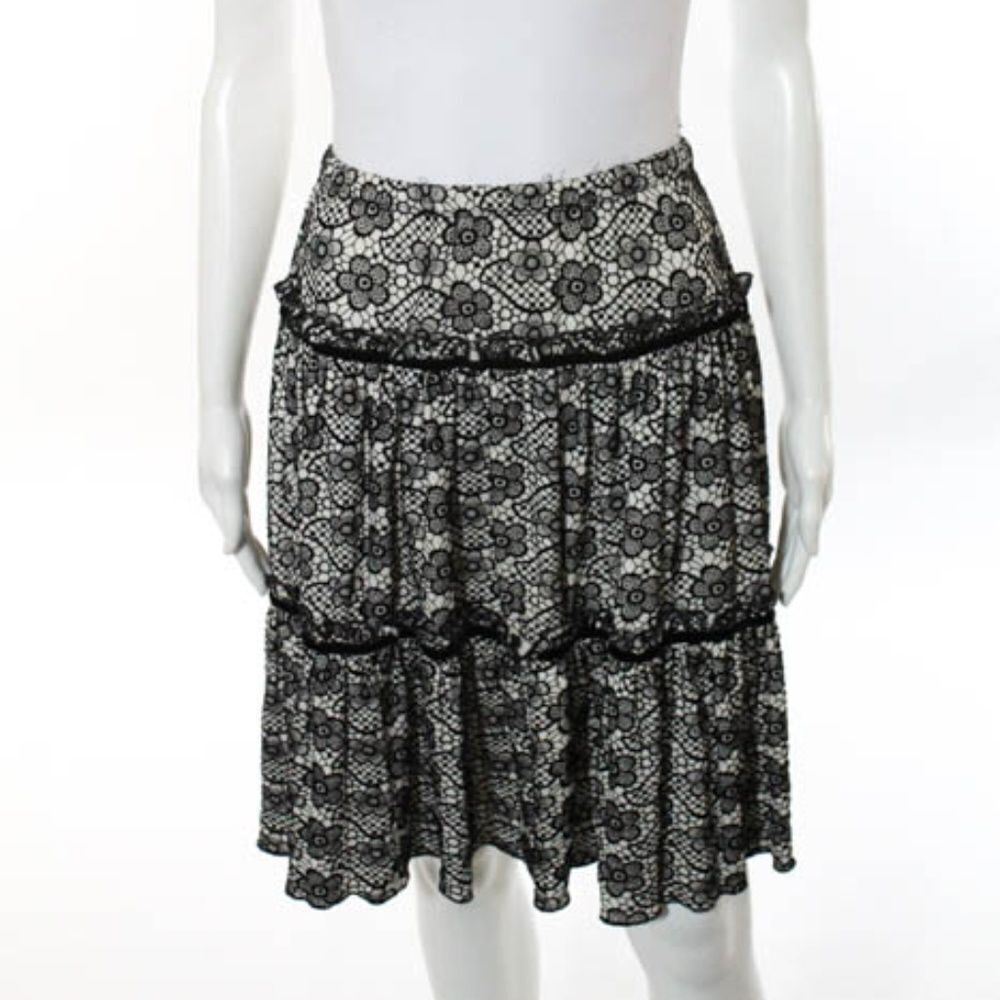 NEW Monnalisa Black White Floral Skirt Sz. M